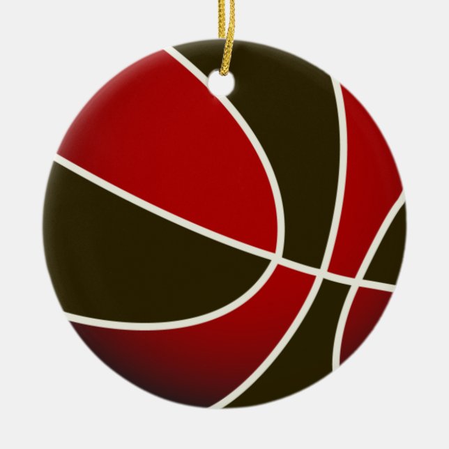Basketboll - svart/röd julgransprydnad keramik (Framsidan)