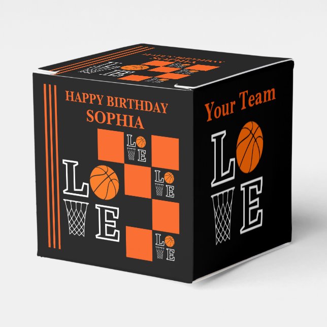 Basketboll Svosh Black Birthday Favor Boxes Presentaskar (Framsidan Sidan)