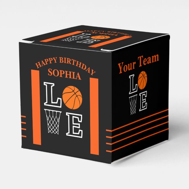 Basketboll Svosh Black Birthday Favor Boxes Presentaskar (Framsidan Sidan)