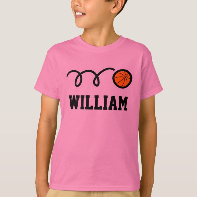 Basketboll t-shirt för pojkar | Anpassat barnnamn (Framsida)