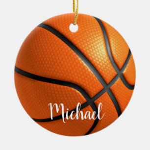 Basketboll teckna ditt namn - Anpassningsbar Julgransprydnad Keramik