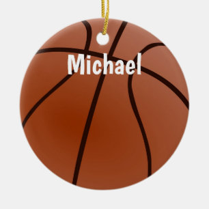 Basketboll teckna ditt namn - Anpassningsbar Julgransprydnad Keramik
