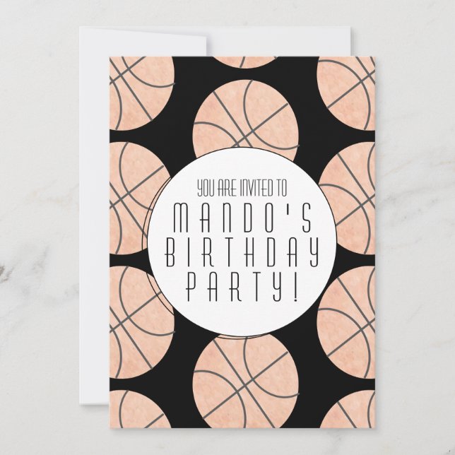 Basketboll tema Sports Födelsedagsfest i Färg Inbjudningar (Framsida)