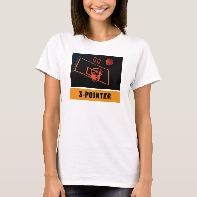Basketboll tre punkter - hakklocka noll t shirt (Framsida)