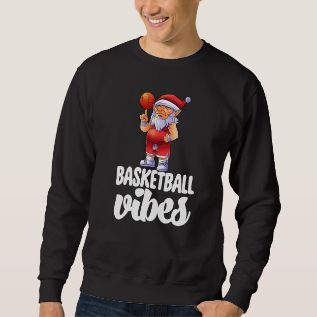 Basketboll Vibes Gnome  Basketboll Spel Firande Lång Ärmad Tröja (Framsida)