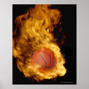 Basketboll vid brand (digital komposit) poster