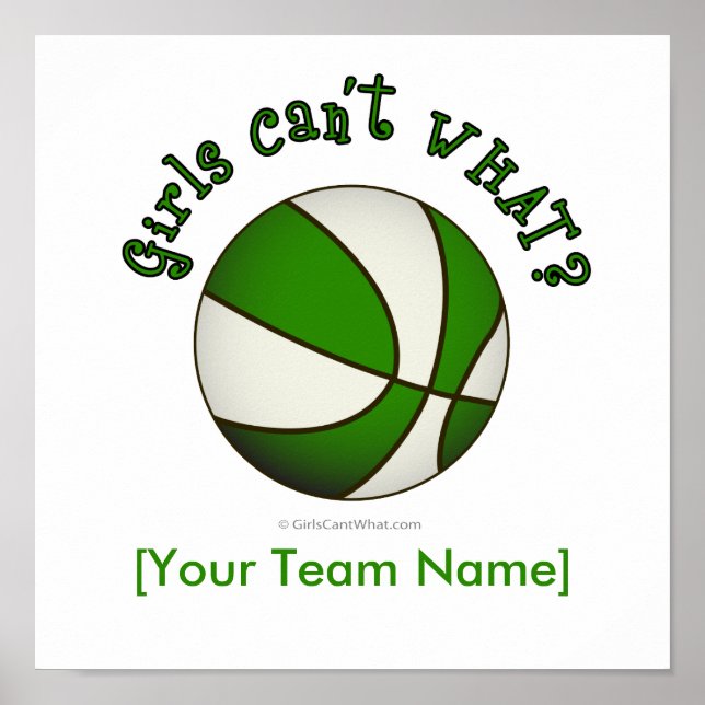Basketboll - vit/Grönt Poster (Framsidan)