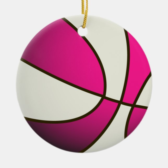 Basketboll - vit/Rosa Julgransprydnad Keramik (Framsidan)
