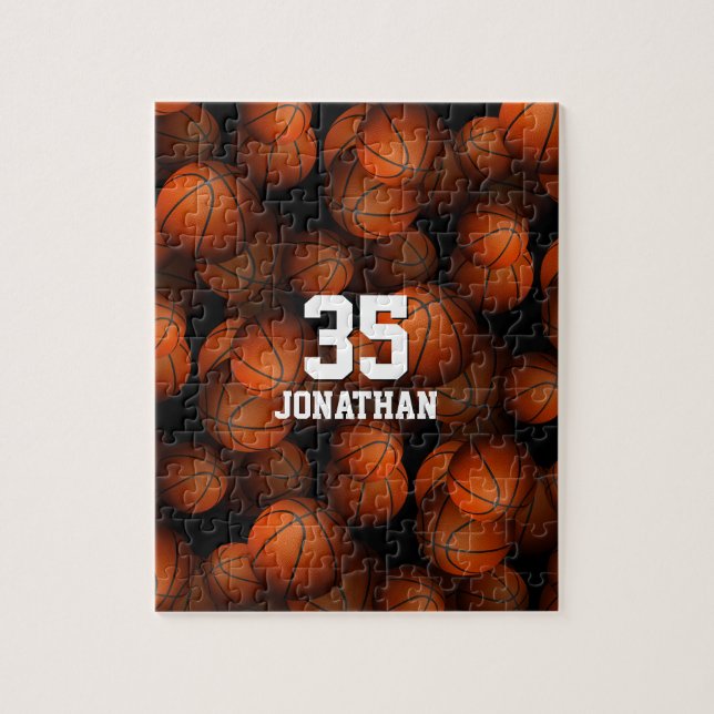 Basketbollar, personlig för pojkar i mönster pussel (Vertikal)