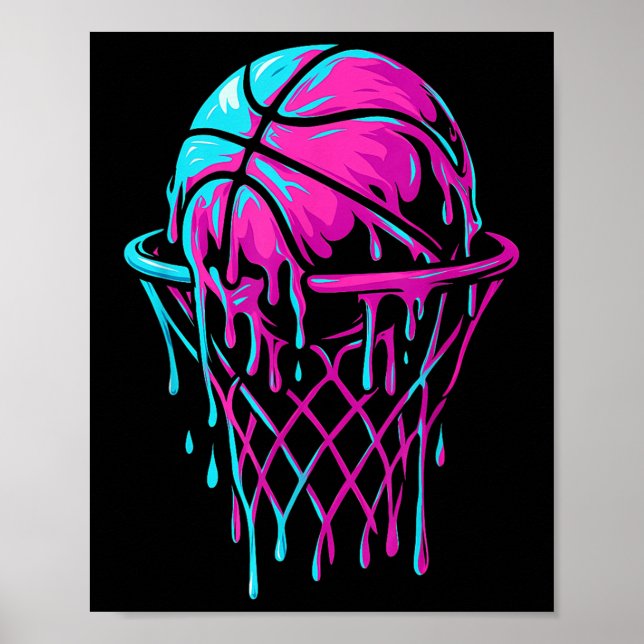 Basketbolldropp för pojkar Ungdomsflickor barn Poster (Framsidan)