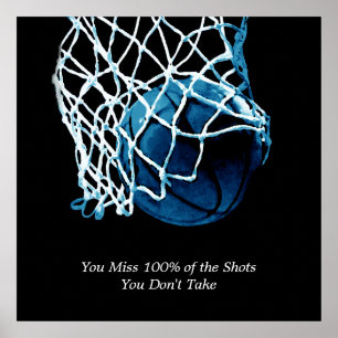 Basketbollens blåa kvadrat-Poster för inspirations Poster