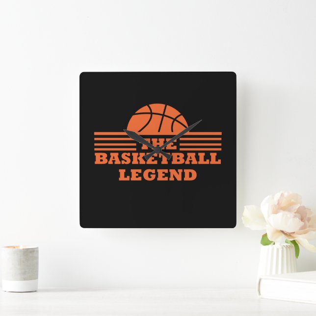 Basketbollens legend orange boll fyrkantig klocka (Hem)