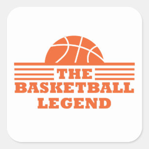 Basketbollens legend orange boll fyrkantigt klistermärke