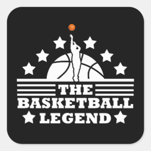 Basketbollens legendariska spelare vit orange boll fyrkantigt klistermärke