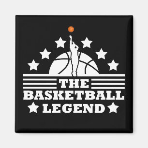 Basketbollens legendariska spelare vit orange boll magnet