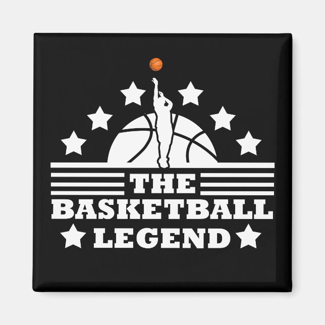 Basketbollens legendariska spelare vit orange boll magnet (Framsidan)