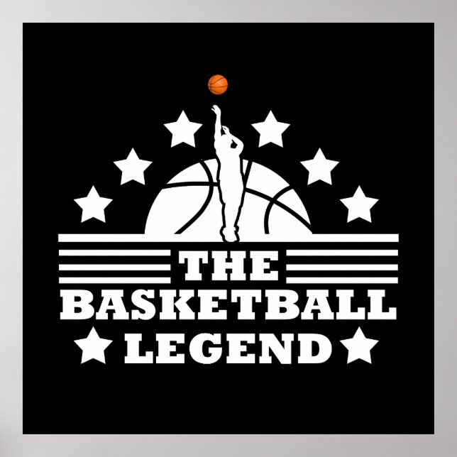 Basketbollens legendariska spelare vit orange boll poster (Framsidan)