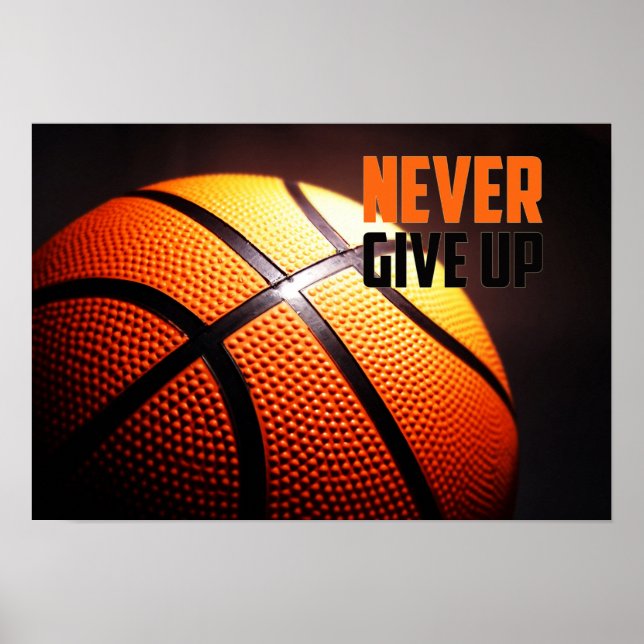 Basketbollens motivation - aldrig ge efter storema poster (Framsidan)