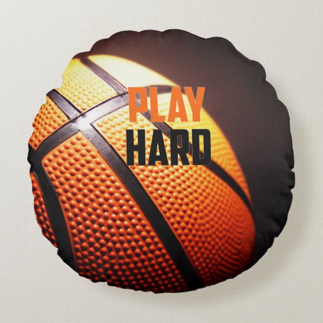 Basketbollens motivation - spela hårt av storeman rund kudde (Framsidan)