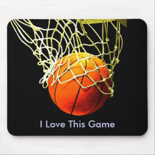 Basketbollens musknapp - jag Kärlekar det här spel Musmatta