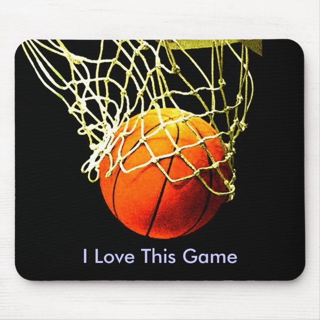 Basketbollens musknapp - jag Kärlekar det här spel Musmatta (Framsidan)