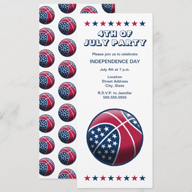 Basketbollens självständighetsdag inbjudningar (Fram/baksida)