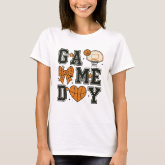 Basketbollens speldag T-Shirt-design med plats och T Shirt