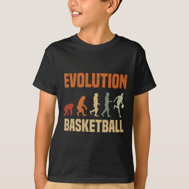 Basketbollens utveckling från apa till Manar Bball T Shirt (Framsida)