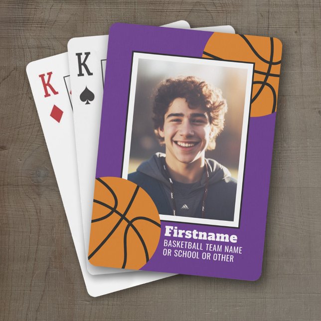 Basketbollfoto - lägg till ditt namn - Kan rediger Casinokort (Personalized Playing Cards - Sporty Design)