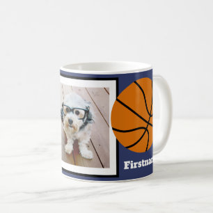 Basketbollfoto - lägg till ditt namn - Kan rediger Kaffemugg