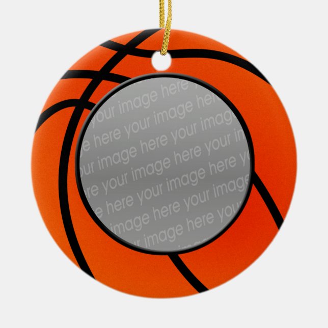 Basketbollfotoornament Julgransprydnad Keramik (Framsidan)