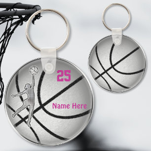 Basketbollgåvor till PERSONLIGEN för flickteam Nyckelring