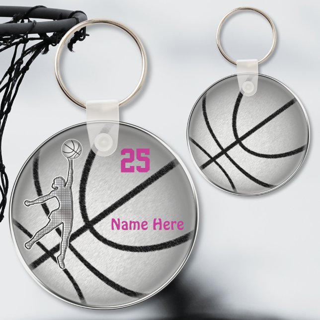 Basketbollgåvor till PERSONLIGEN för flickteam Nyckelring (Personalized Basketball Gifts for Girls. Cheap basketball gifts. Basketball party favors, keychains.)