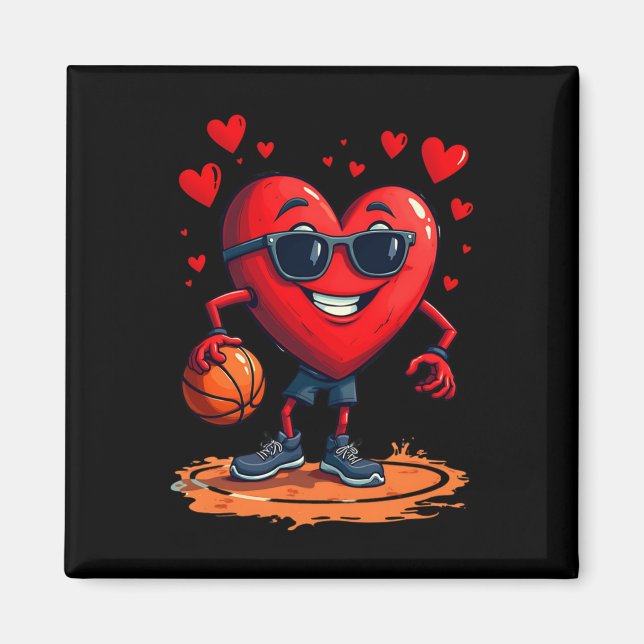 Basketbollhjärta - Kärlek och Ringar design för Magnet (Framsidan)