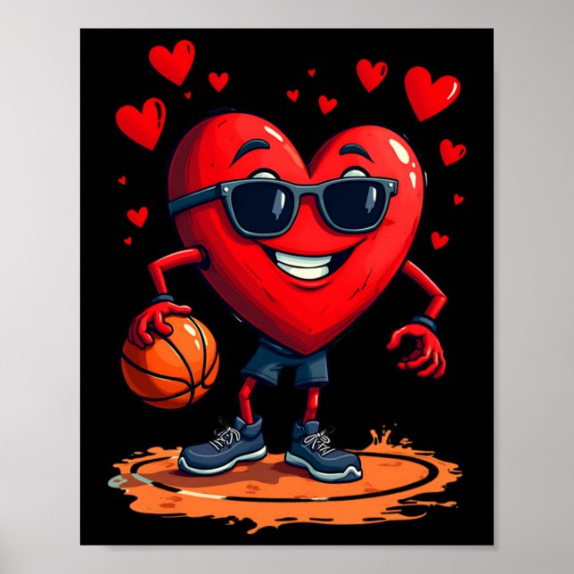 Basketbollhjärta - Kärlek och Ringar design för Poster (Framsidan)