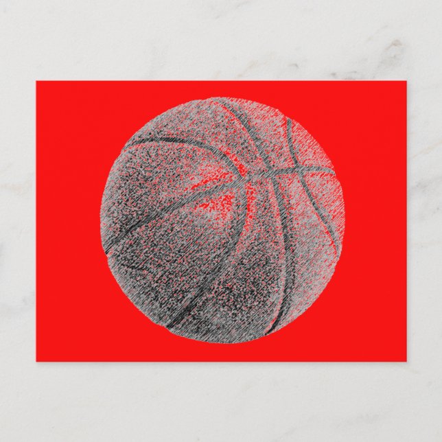 Basketbollkort för penneffekt Red Pop Art Vykort (Framsida)