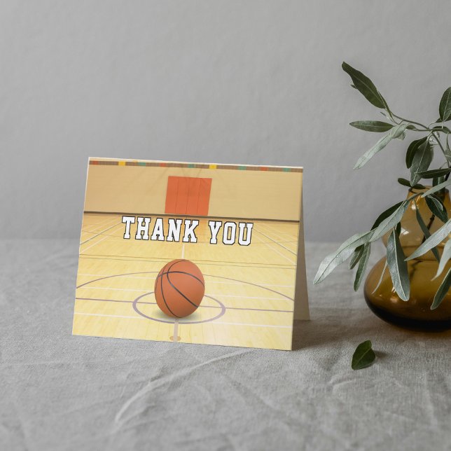 Basketbollplan Sport Tack Kort (Basketball Court Sport Thank You Card
)