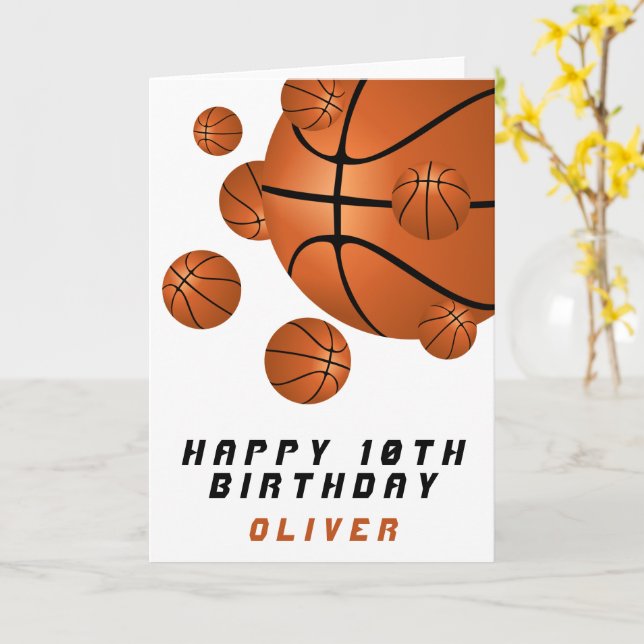 Basketbollsbollar Orange Barn Pojke Glad Födelseda Kort (Gul blomma)