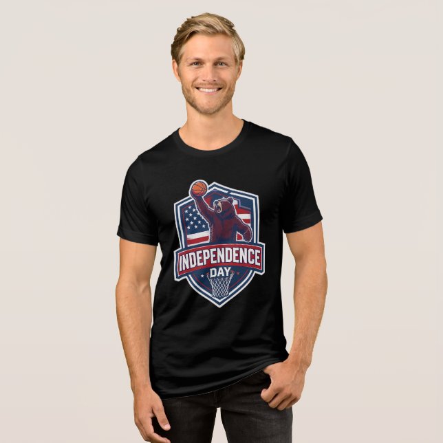 Basketbollsentusiast Patriotisk T Shirt (Framsida Full)