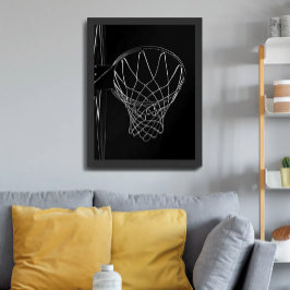 Basketbollshoop Mörk Minimalistisk Närbild Poster