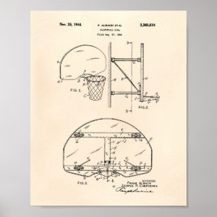 Basketbollsmålet 1944 Patent Art Old Peper Poster
