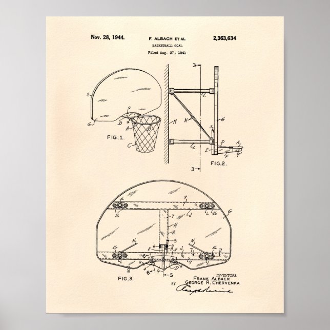 Basketbollsmålet 1944 Patent Art Old Peper Poster (Framsidan)