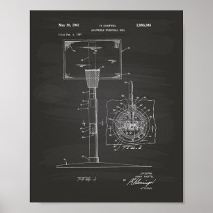 Basketbollsmålet 1961 Patent Art Chalkboard Poster