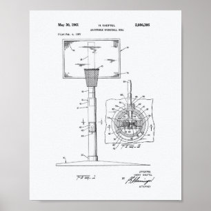 Basketbollsmålet 1961 Patent Art White Papper Poster