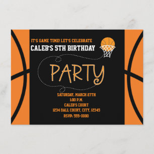 BASKETBOLLSPARTY Typografi Födelsedagsinbjudan Inbjudningar