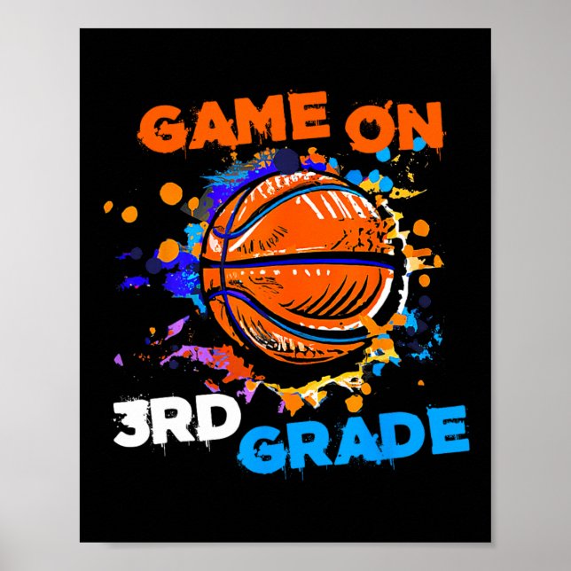 Basketbollspel den 3:e Klass 1-dagen för skoltea Poster (Framsidan)