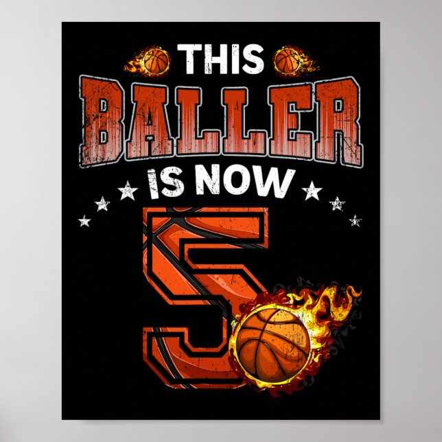 Basketbollspelare 5:e födelsedag - Boys Basketball Poster (Framsidan)