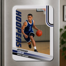 Basketbollspelare Anpassad Grå Blå Foto Magnet
