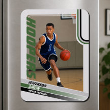 Basketbollspelare Anpassad Grå Grön Foto Magnet