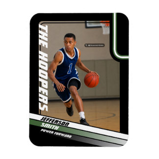 Basketbollspelare Anpassad Svart Grön Foto Magnet